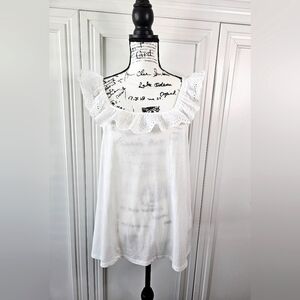 White Eyelet Trim Women's Top